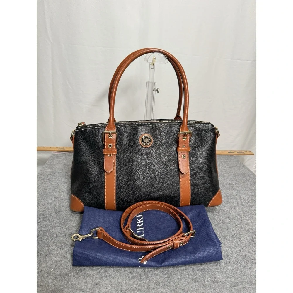 Dooney‎ & Bourke Large Domed Satchel Purse Bag Black Shoulder Strap & Dust Bag